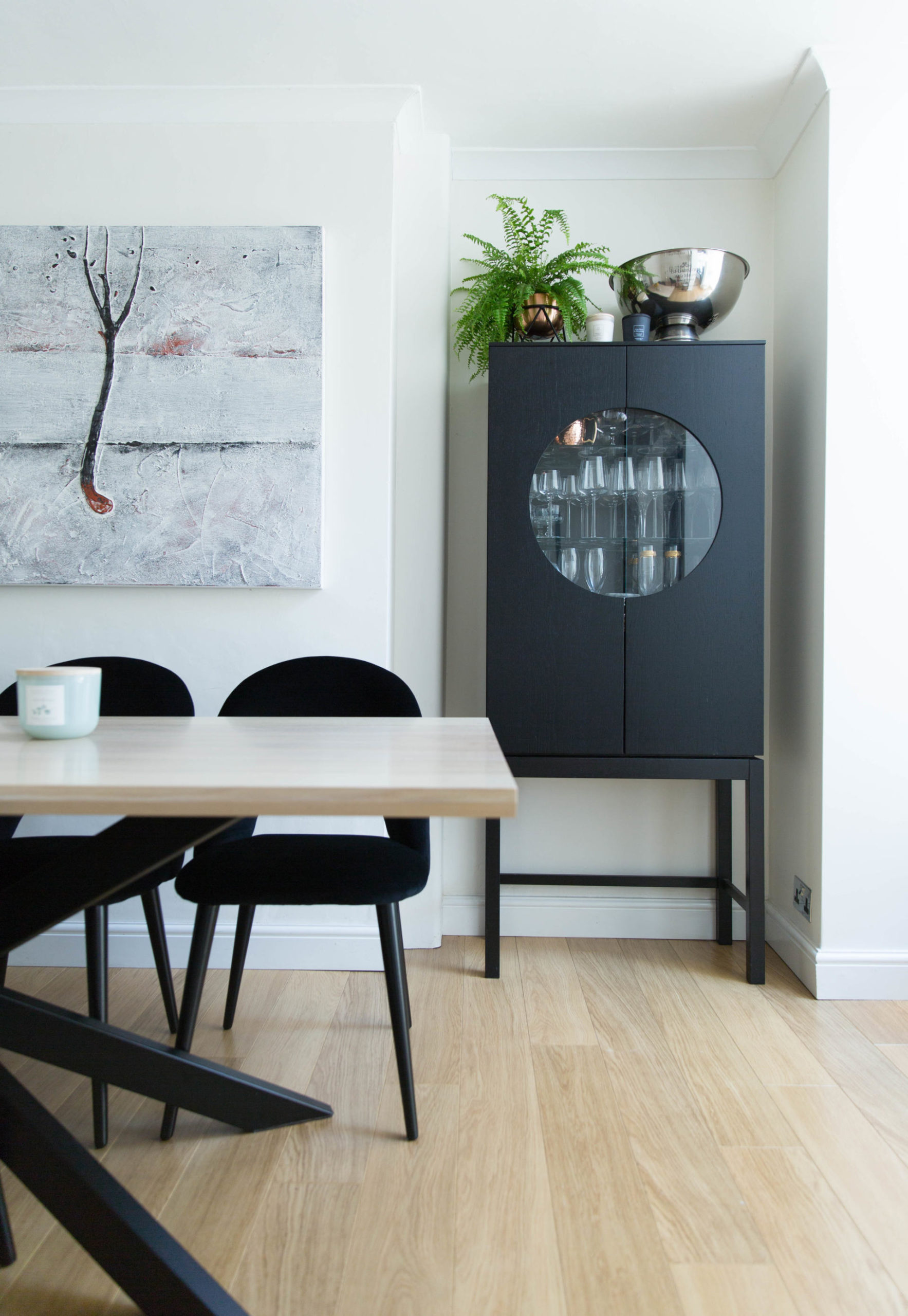 Dulux Timeless matt paint on the walls of our south-east-facing dining room.