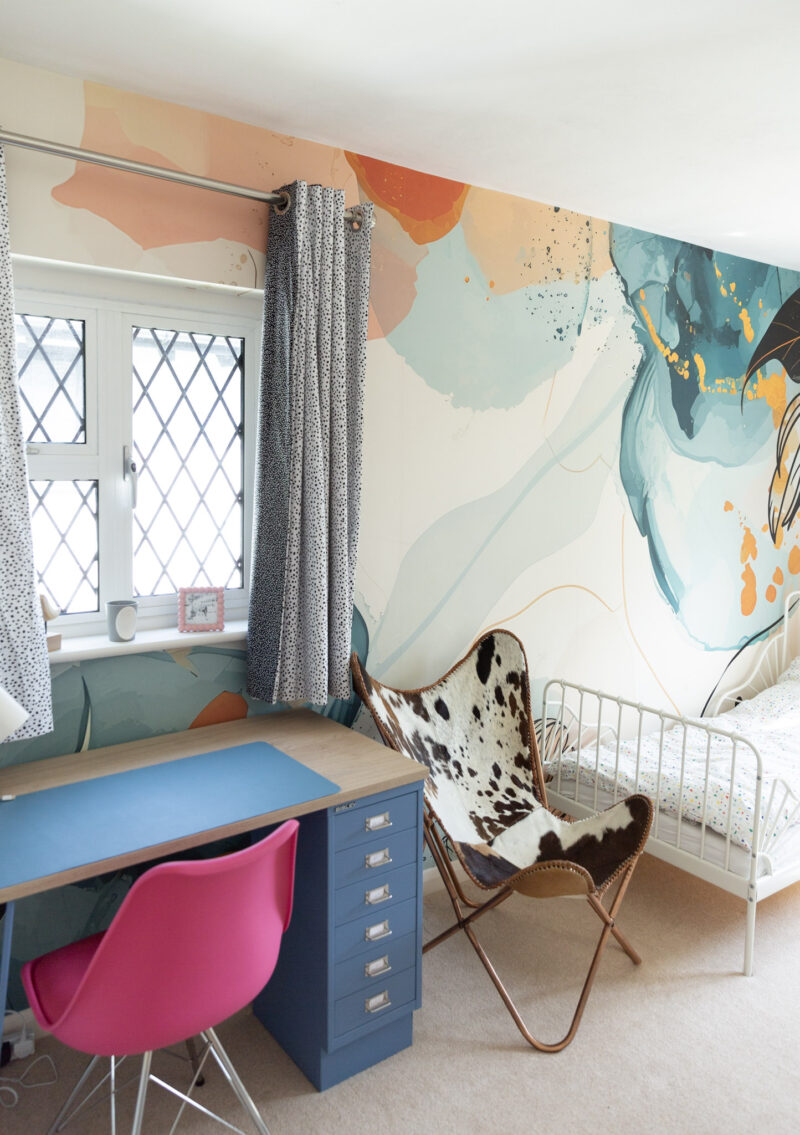 Abstract Flower Wall Mural - Girl's Bedroom Makeover