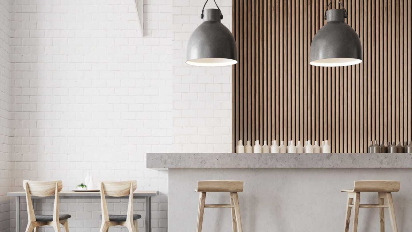 oak wood wall panel in kitchen as a feature