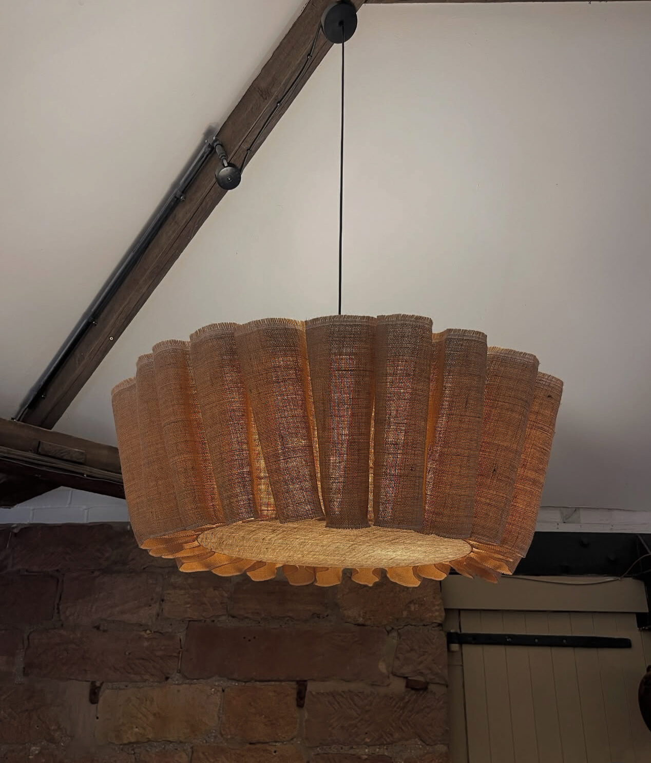 brown linen ceiling lamp