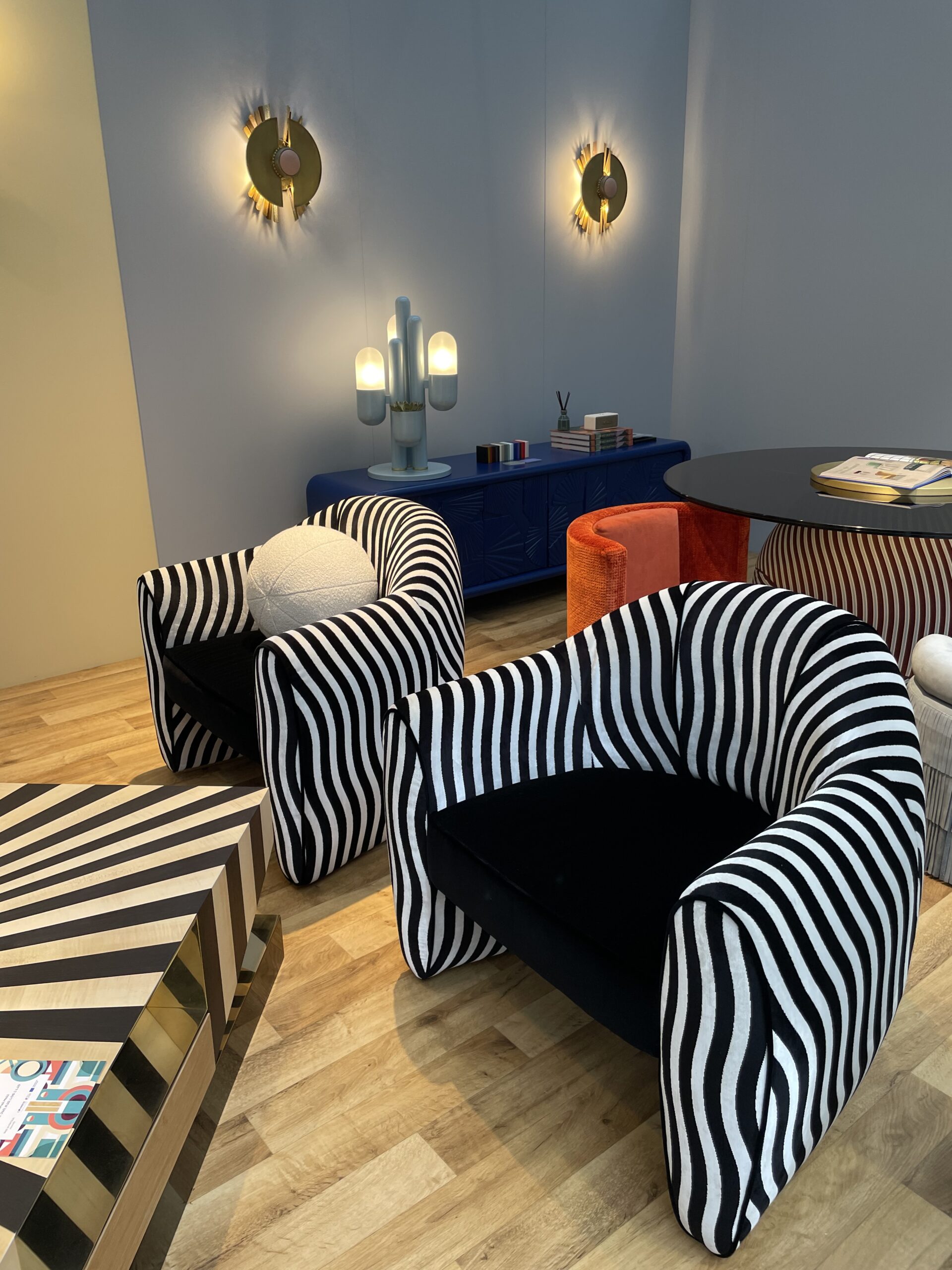 monochrome statement arm chairs