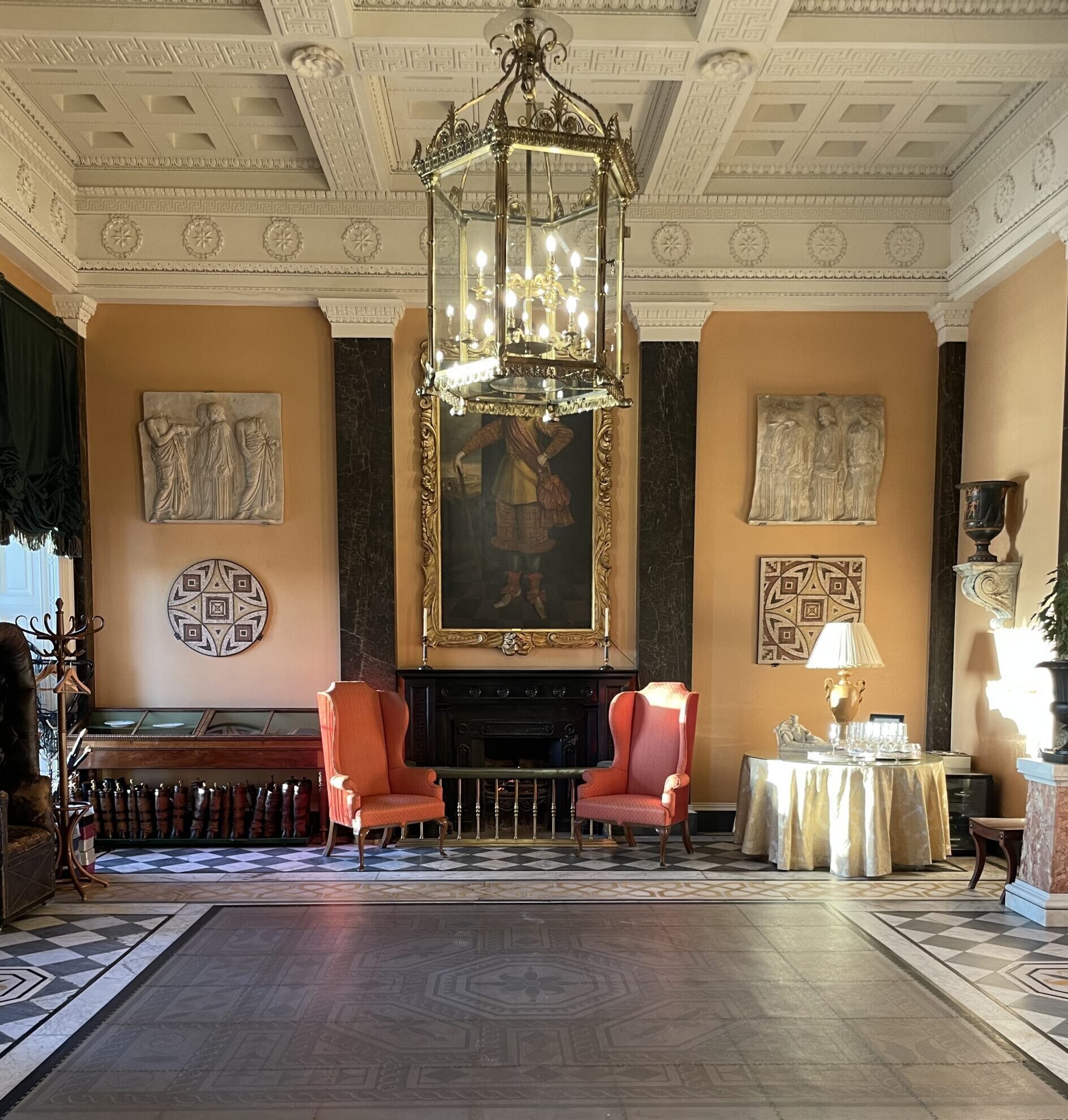 Interior view of Ballyfin Demesne's hallway and boot room