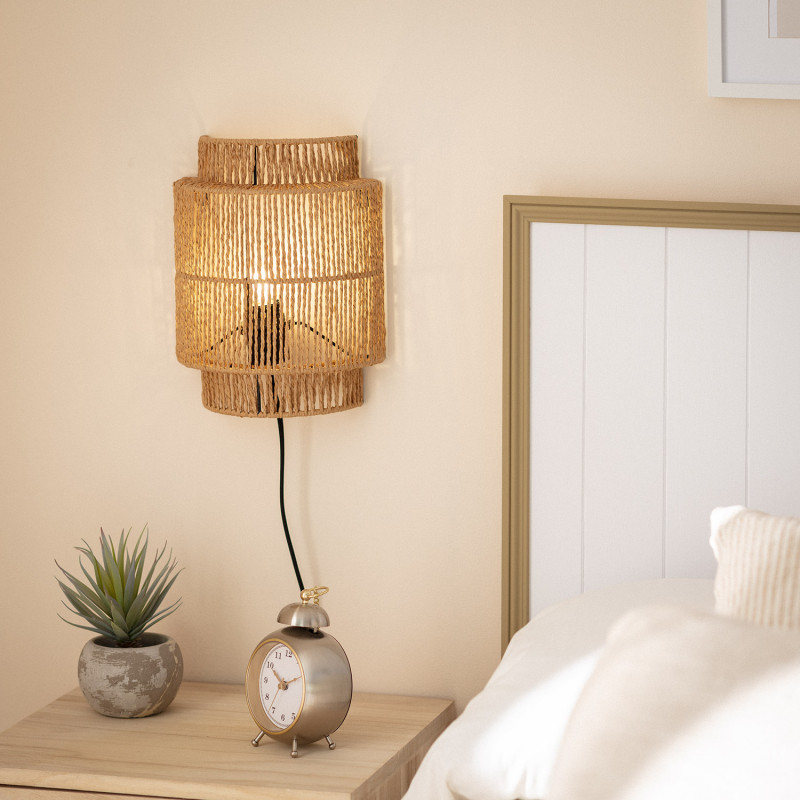 Rattan Plug-in Scones In Bedroom