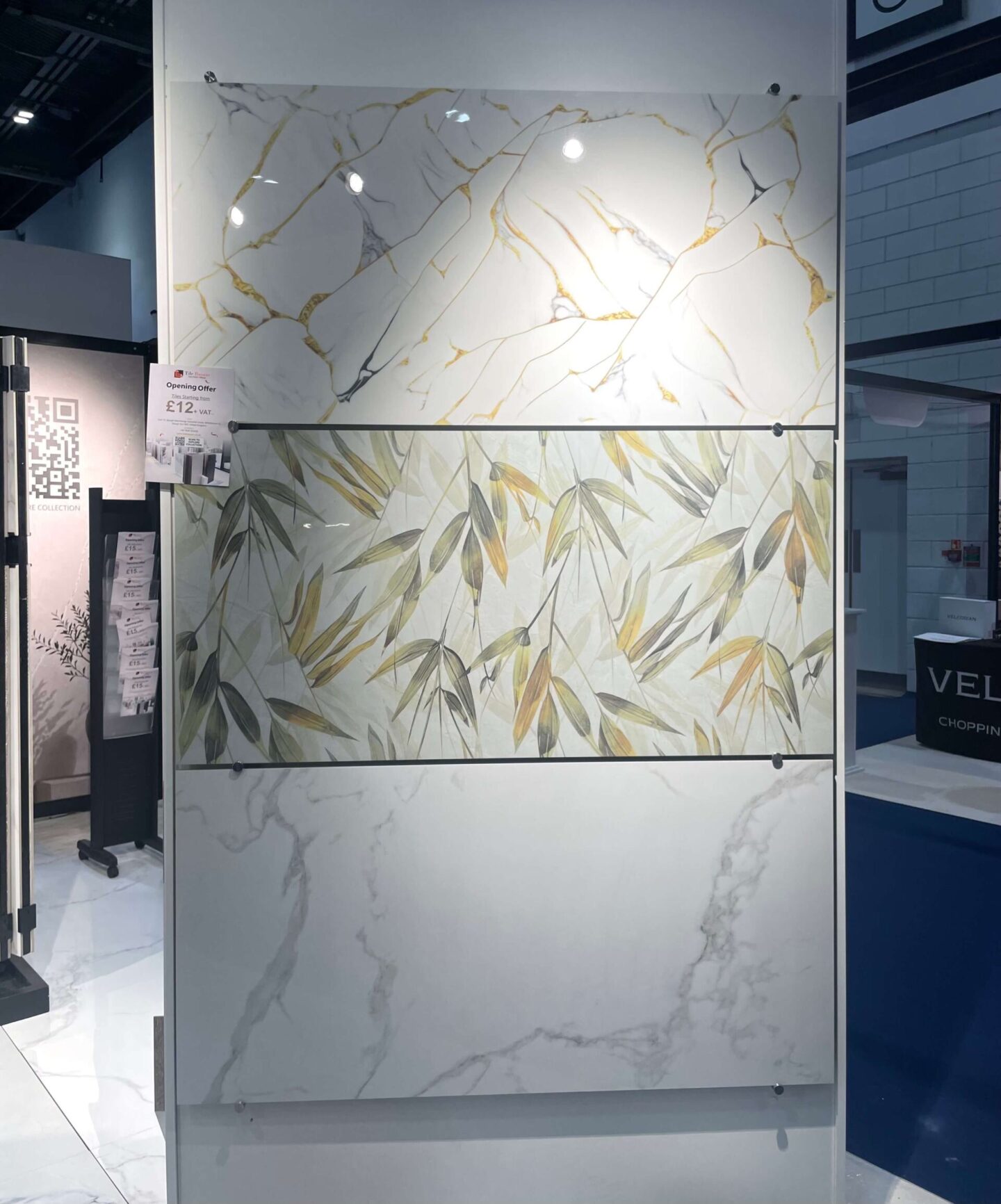 Bamboo leaf printed tiles for bathroom.
