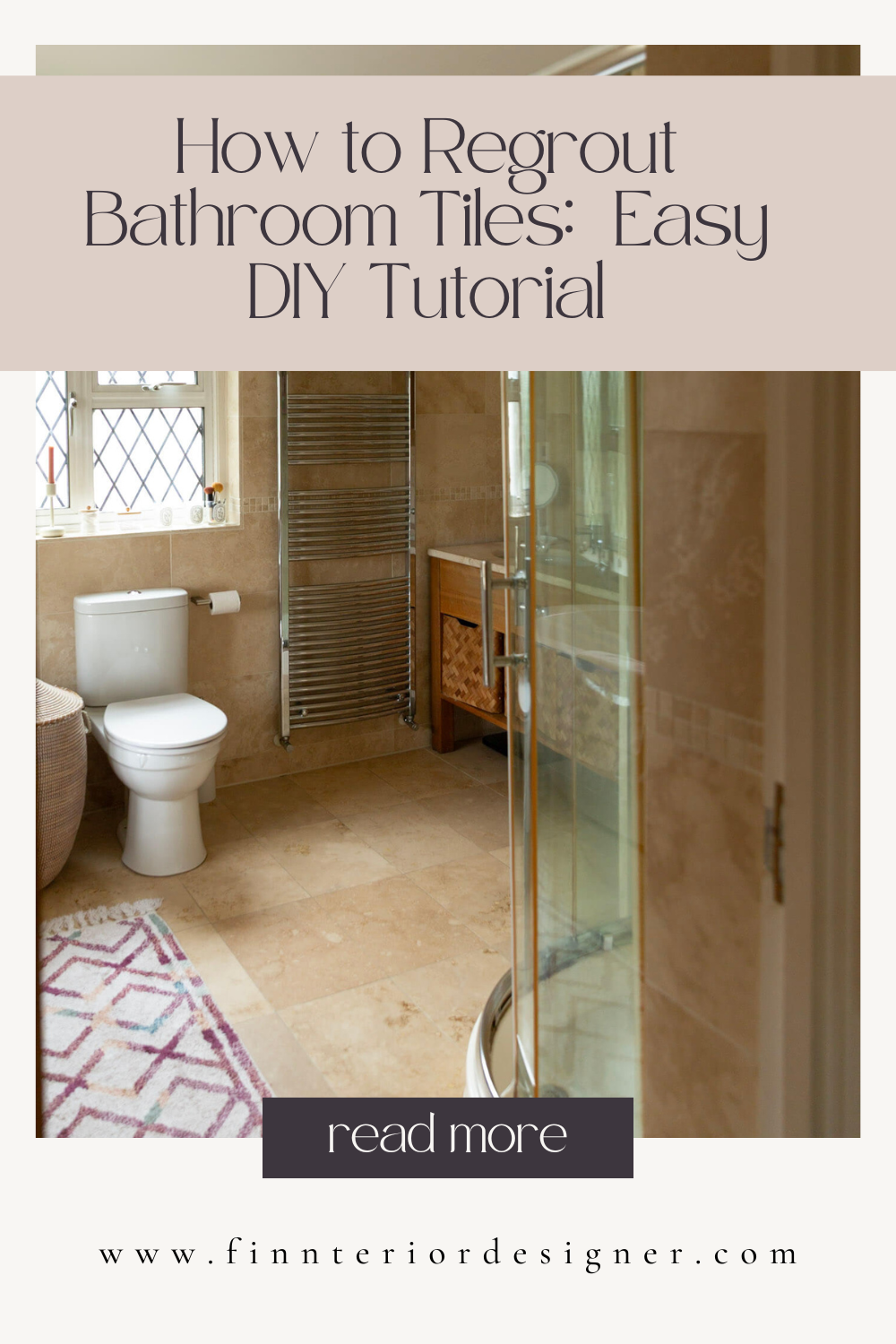 DIY regrouting bathroom tiles tutorial showing tiled bathroom wall