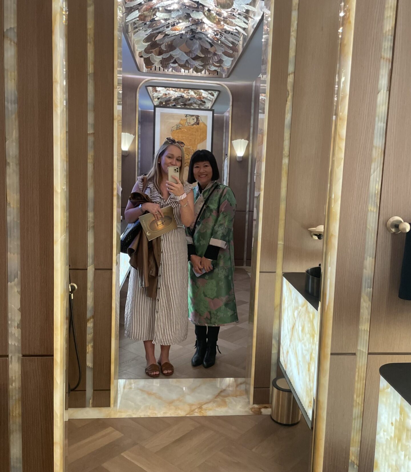 Pia Orr with Sian Zeng of Sian Zeng Wallpapers at Chelsea Harbour WOW!house