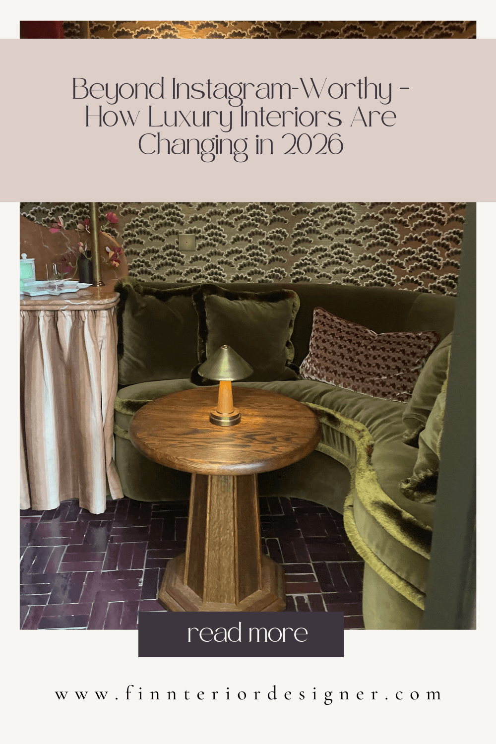 Dark, cocooning nook at WOW!house featuring wallpapered walls, luxurious textures and bespoke furniture