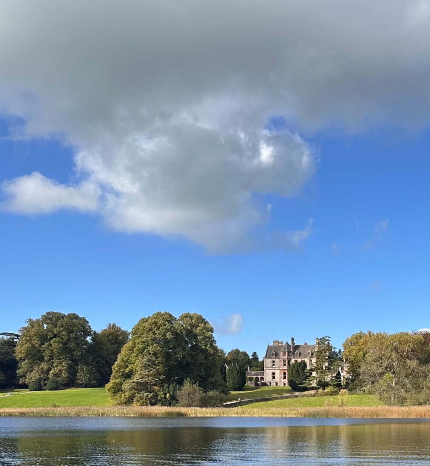 Stunning grounds of Castle Leslie Estate beside the lake.