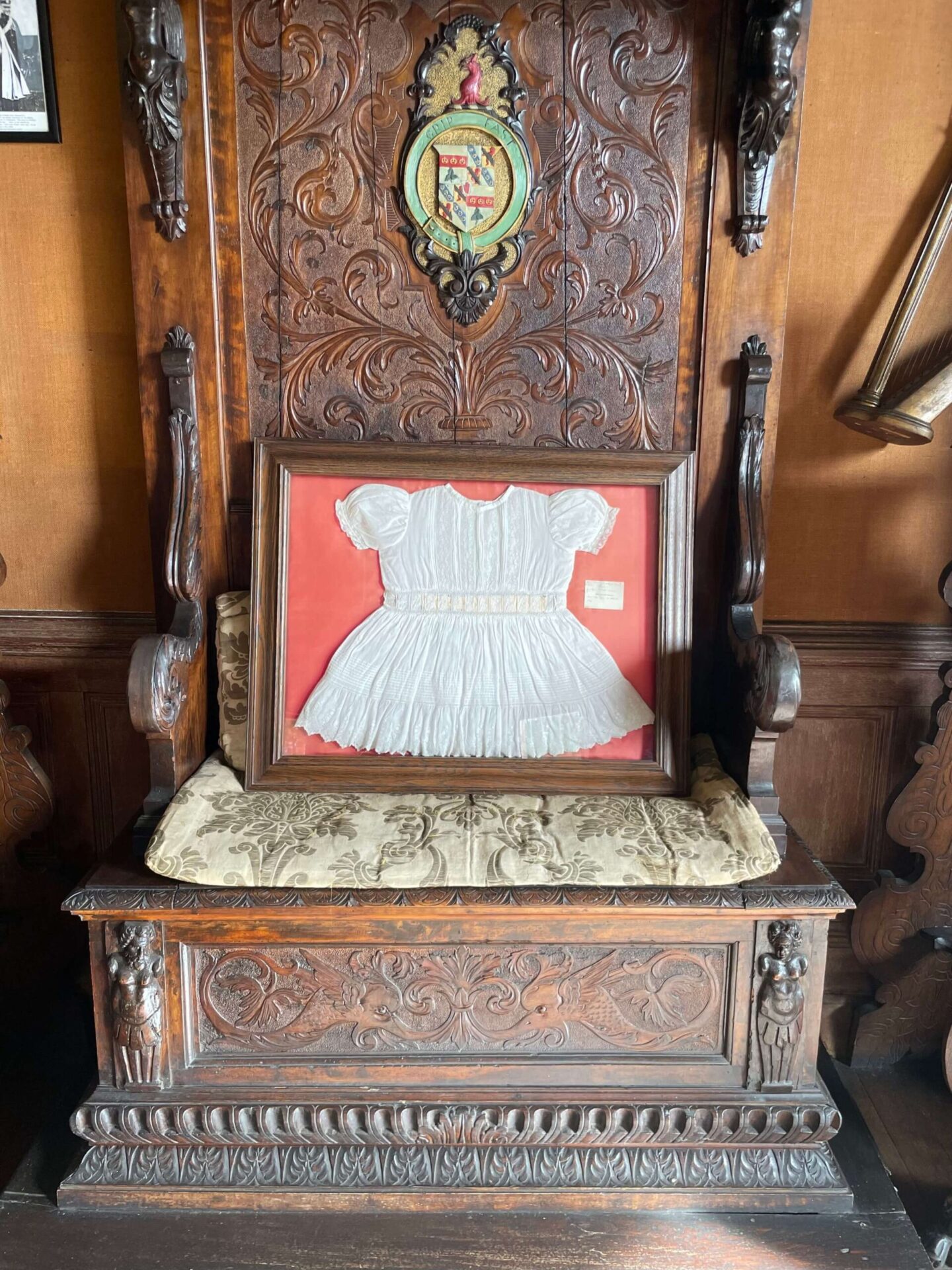 Winston Churchill's christening gown displayed at Castle Leslie Estate.